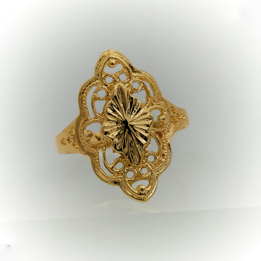 Anillo de Oro 10k o 14k para Mujer, Estilo Almendra Calada